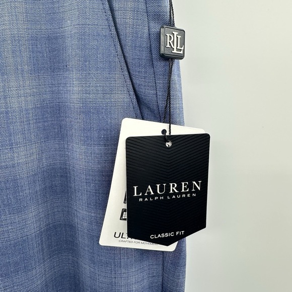 Lauren Ralph Lauren Classic-Fit Ultraflex Wool Suit Pants Blue‎ Plaid 34x32 NWT - Picture 4 of 13